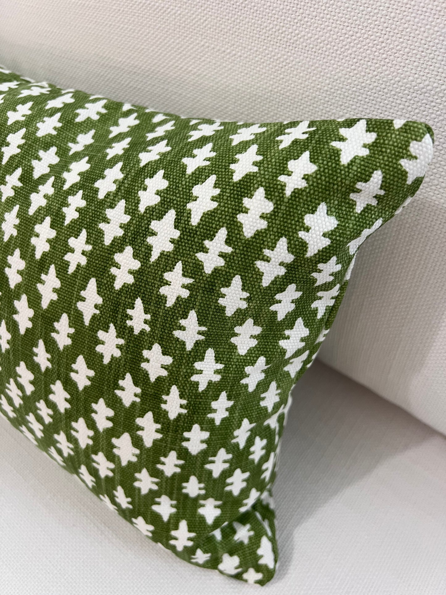 Small Green Print Lumbar Pillow