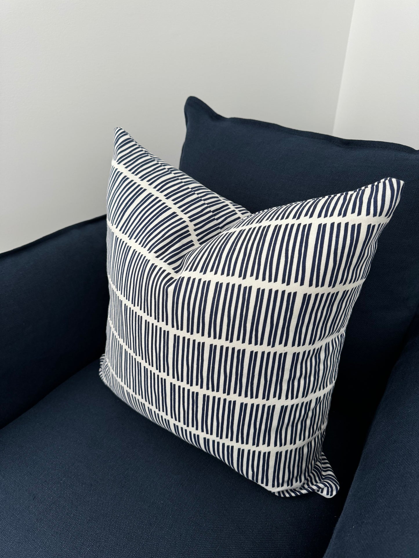 Navy matchstick pillow