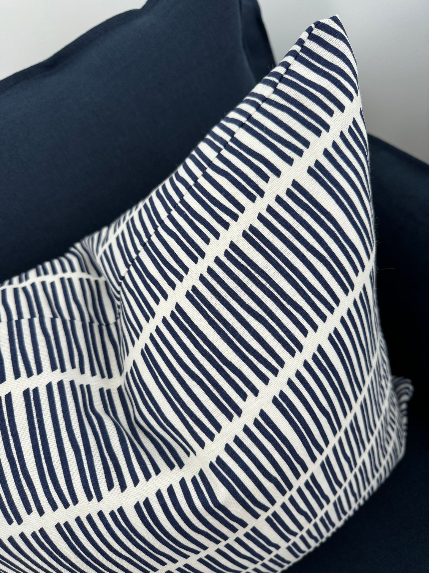 Navy matchstick pillow