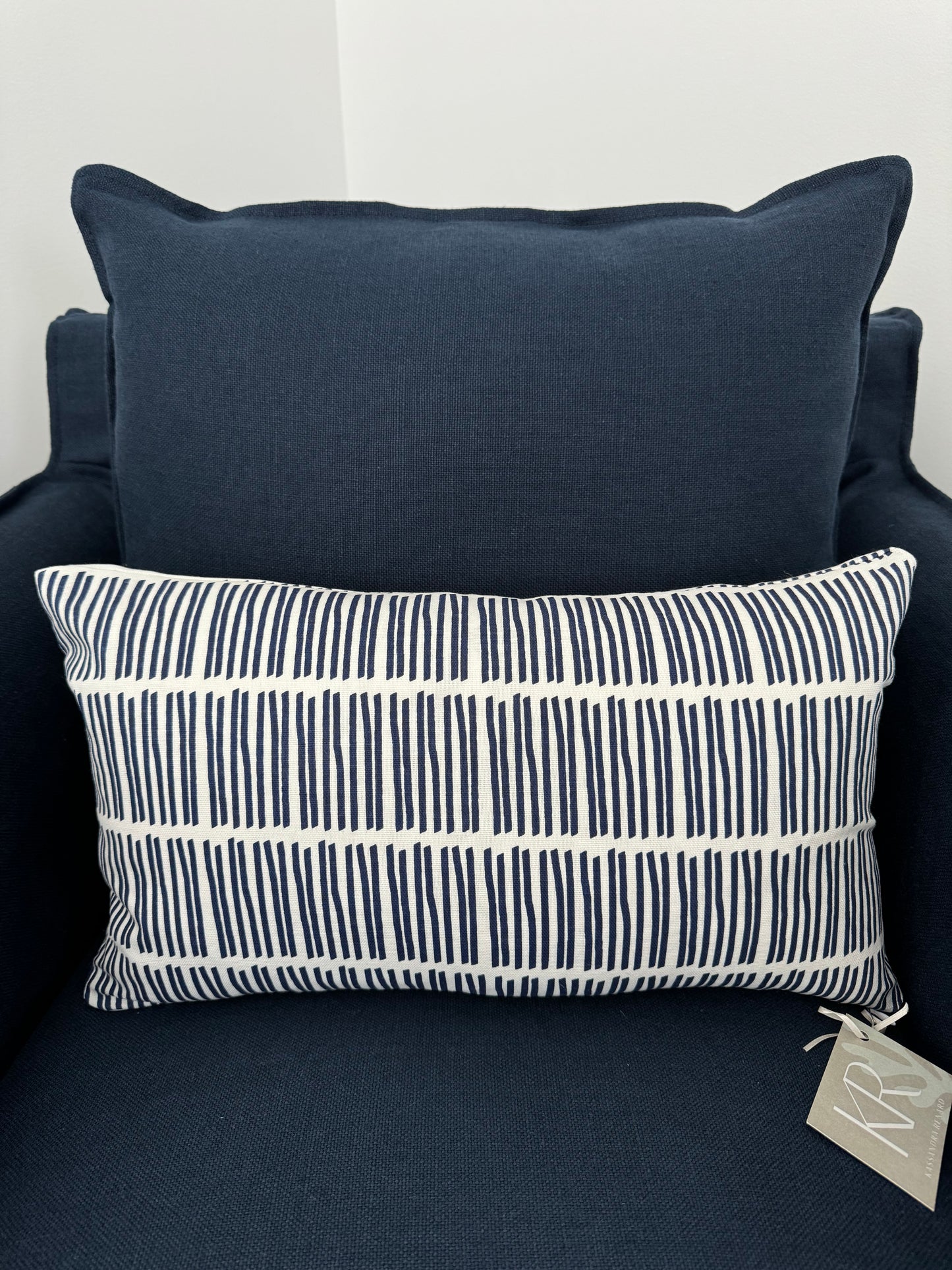 Navy matchstick pillow