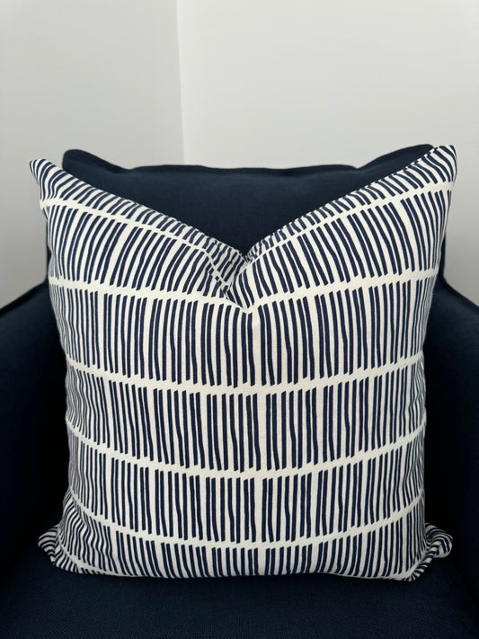 Navy matchstick pillow